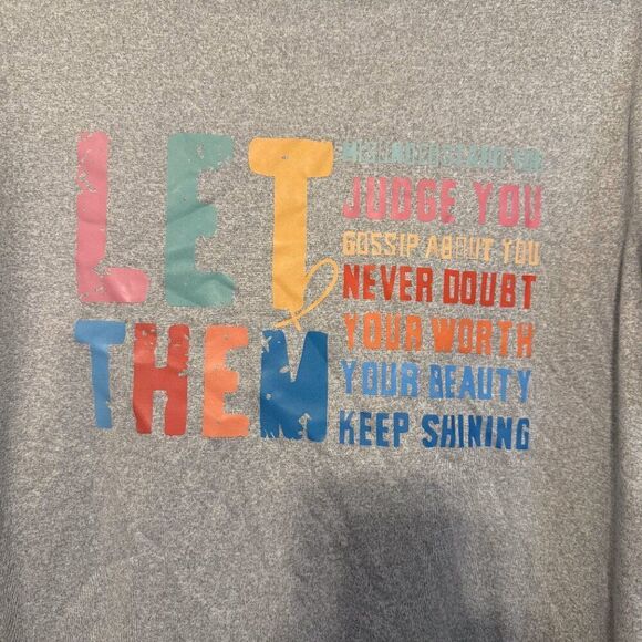 "Let Them Judge You" Gray Graphic Tee Quotes Women Feminist Size L - Picture 3 of 3